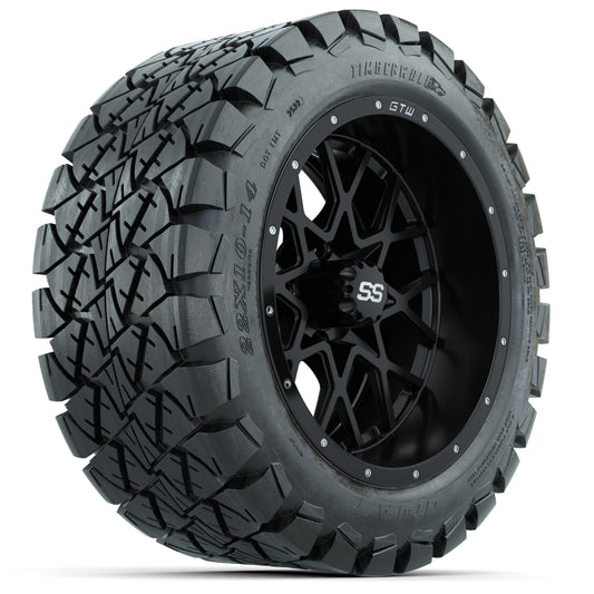 Set of (4) 14 in GTW Vortex Wheels with 22x10-14 GTW Timberwolf All-Terrain Tires