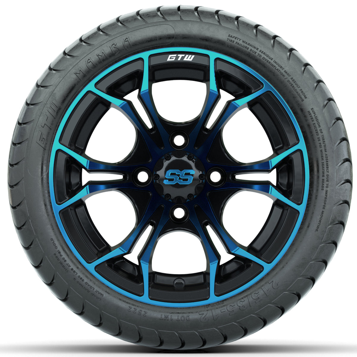 Set of (4) 12 in GTW Spyder Wheels with 215/35-12 GTW Mamba Street Tires