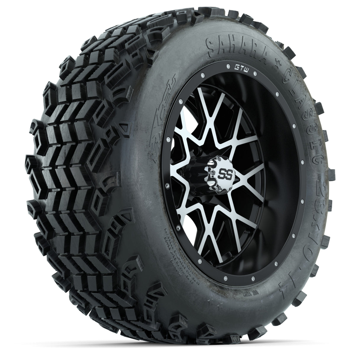 Set of (4) 14 in GTW Vortex Wheels with 23x10-14 Sahara Classic All-Terrain Tires