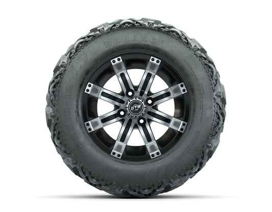 12” GTW Tempest Black and Machined Wheels with 23” Barrage Mud Tires – Set of 4