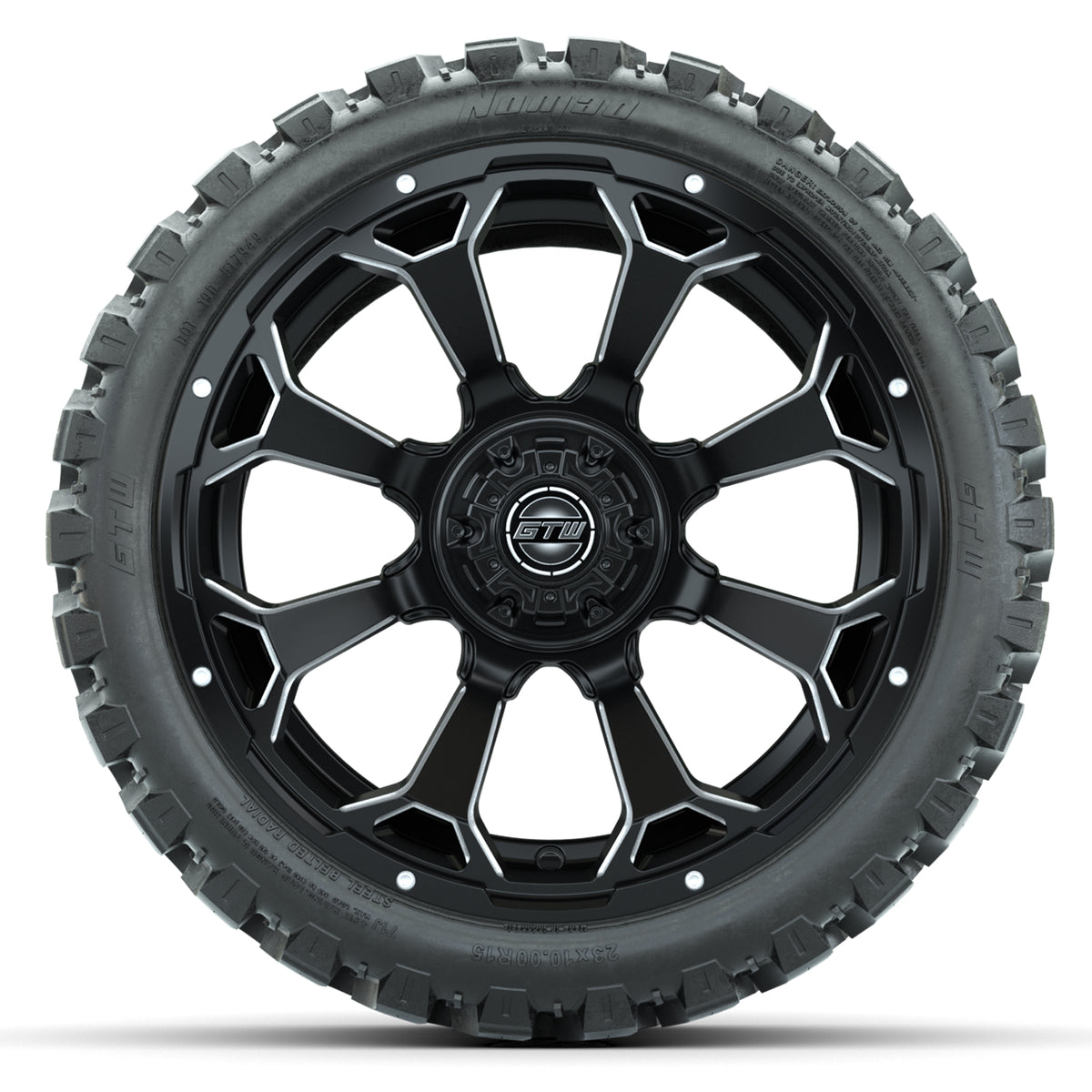 Set of (4) 15? GTW Raven Matte Black Wheels with 23x10-R15 Nomad All-Terrain Tires