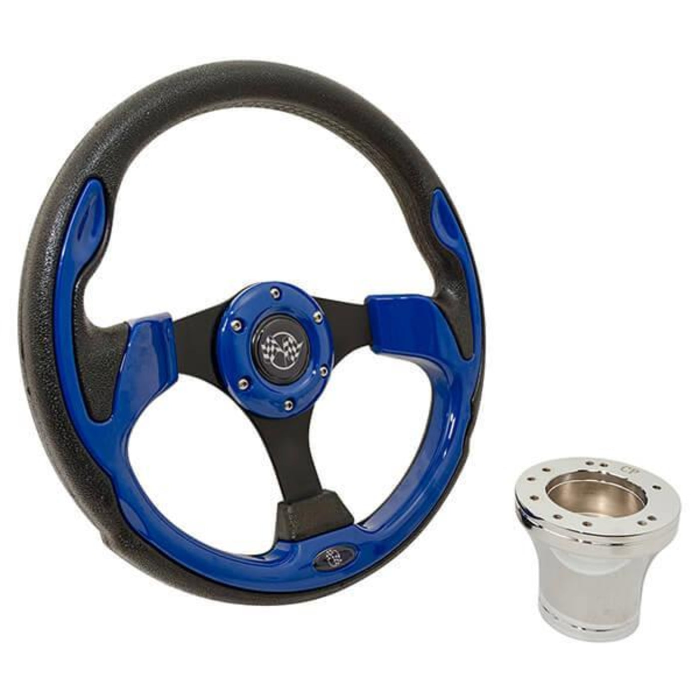 Steering Wheel Kit, Blue/Rally 12.5 W/Chrome Adapter, Club Car Pre