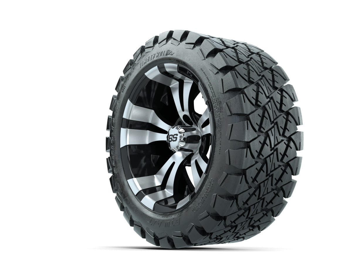 14 GTW Vampire Black and Machined Wheels with 22 Timberwolf Mud Tires  Set of 4