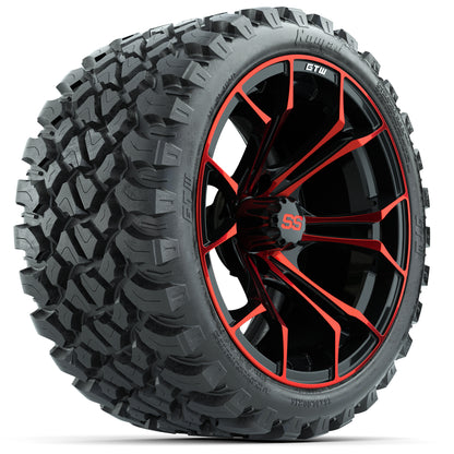 Set of (4) 15" GTW Spyder Red/Black Wheels with 23x10-R15 Nomad All-Terrain Tires