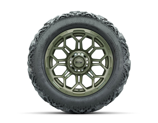 14” GTW Bravo Matte Recon Green Wheels with 23” Barrage Mud Tires – Set of 4