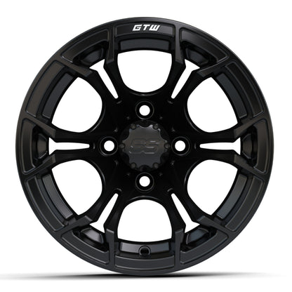 Wheel, 12X7 Spyder Et-.25, Matte Blk w/SS Cap