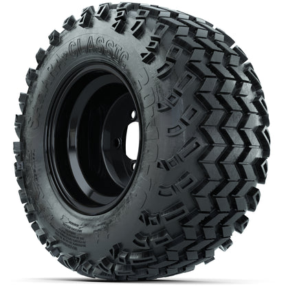 Set of (4) 10 in Black Steel Offset Wheels with 20x10-10 Sahara Classic All Terrain Tires