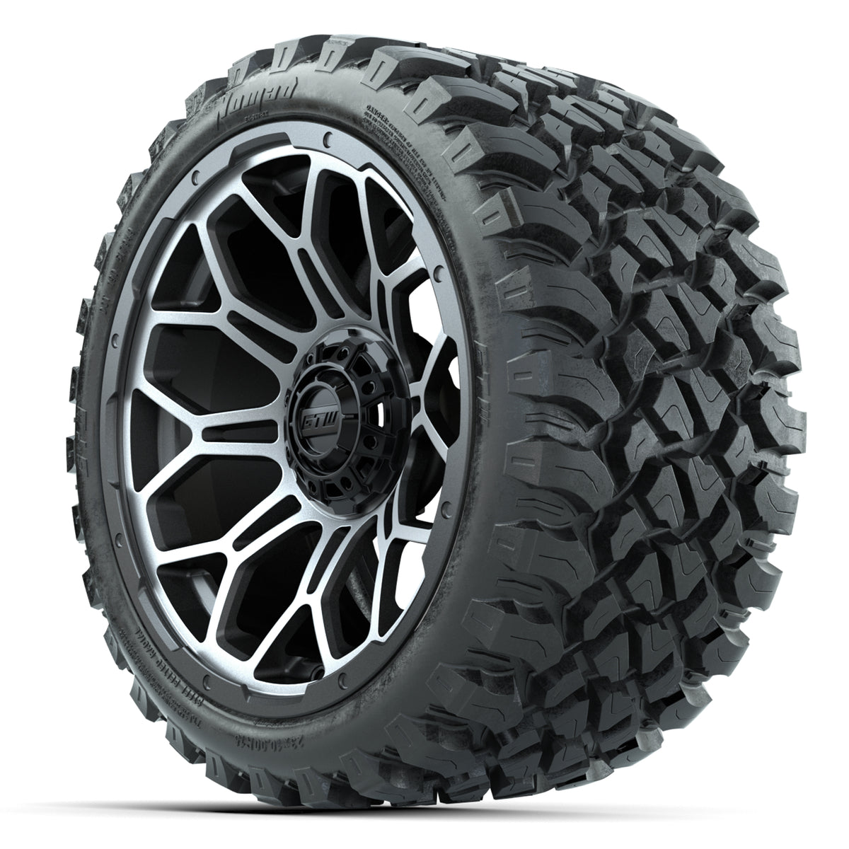 Set of (4) 15″ GTW Bravo Matte Gray Wheels with 23x10-R15 Nomad All-Terrain Tires