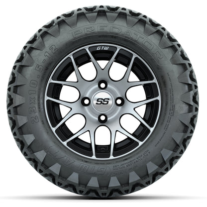 12” GTW Pursuit Black/Machined Wheels with Predator All-Terrain  Tires – Set of 4