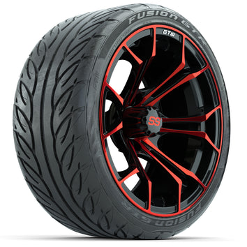 Set of (4) 15" GTW Spyder Red/Black Wheels with 215/40-R15 Fusion GTR Street Tires