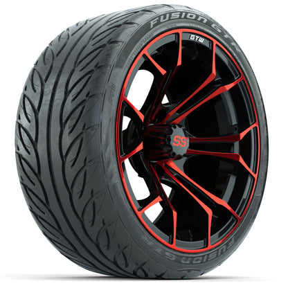 Set of (4) 15″ GTW Spyder Red/Black Wheels with 215/40-R15 Fusion GTR Street Tires