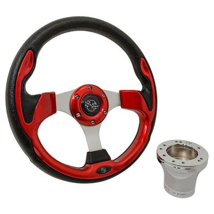 Steering Wheel Kit, Red/Rally 12.5 w/Chrome Adapter, E-Z-GO