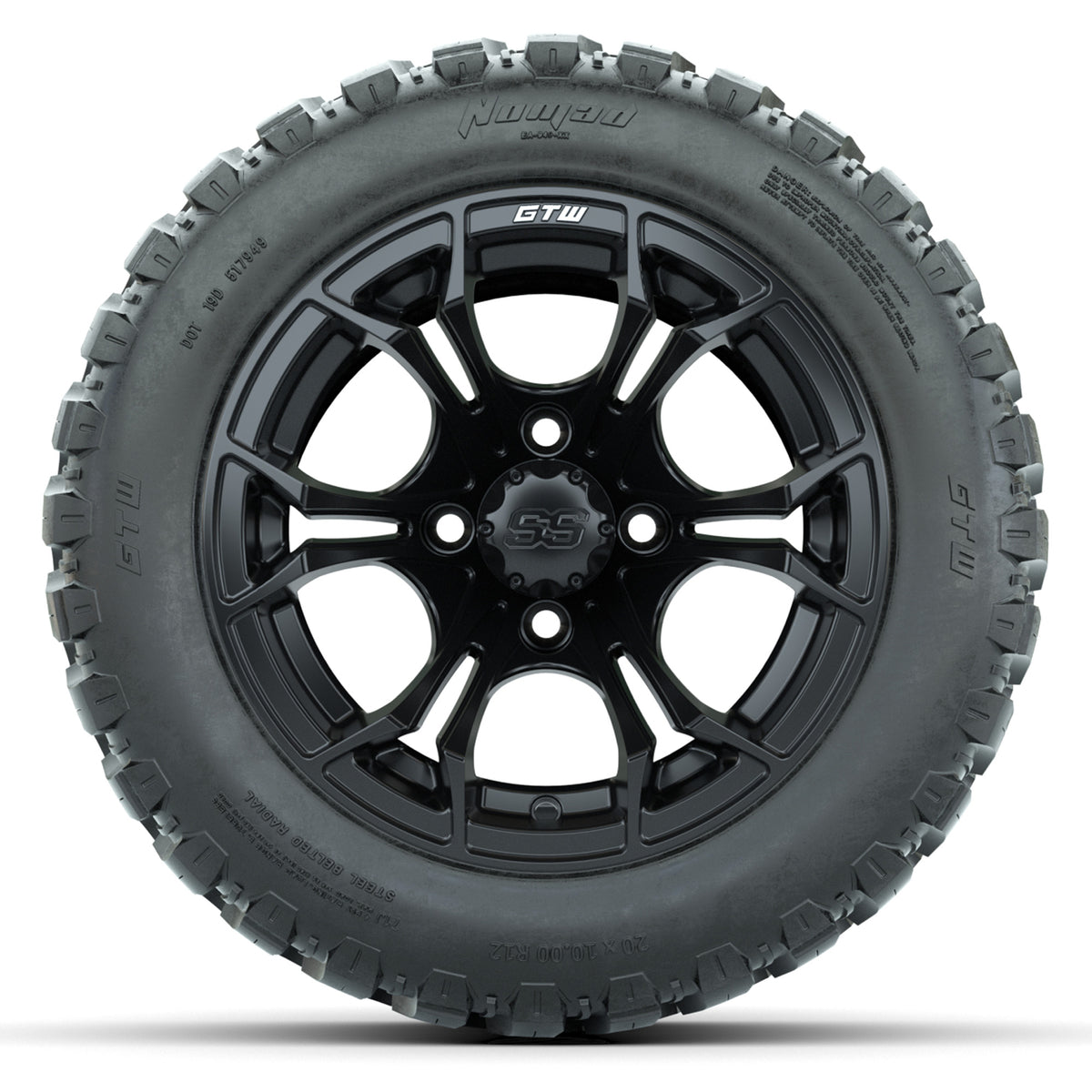 Set of (4) 12 in GTW Spyder Wheels with 20x10-R12 GTW Nomad All-Terrain Tires