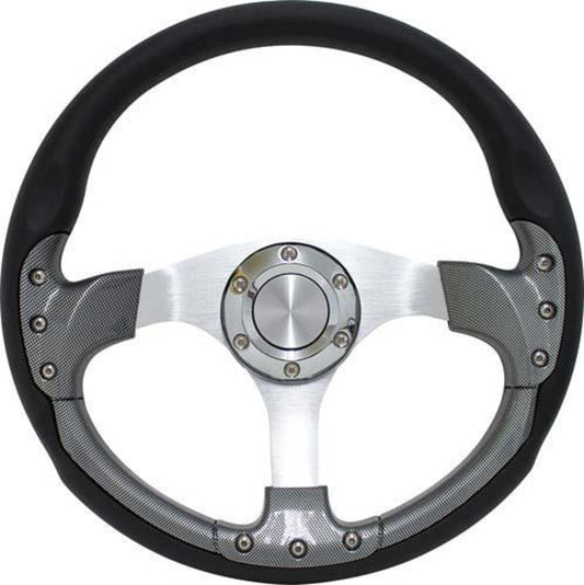 Pursuit 14" Carbon Fiber Steering Wheel w/Kit; EZGO