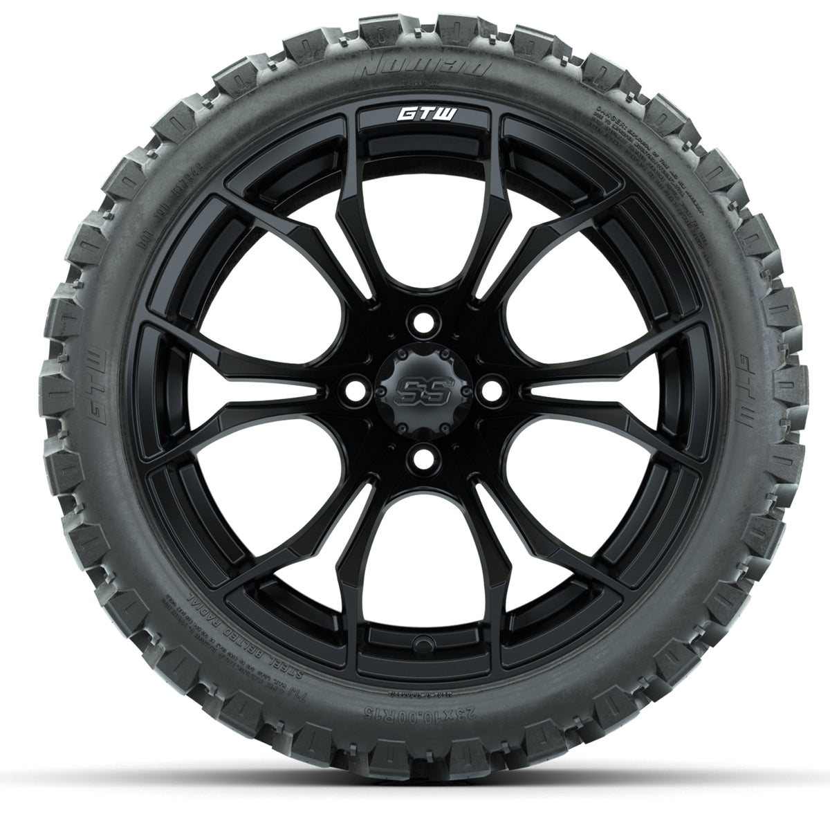 Set of (4) 15? GTW Spyder Matte Black Wheels with 23x10-R15 Nomad All-Terrain Tires