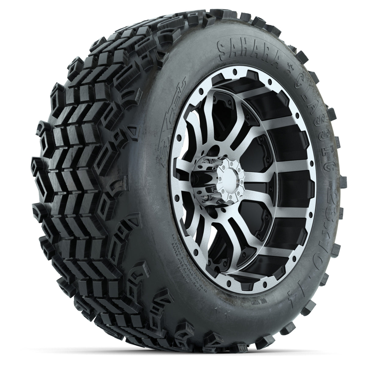 Set of (4) 14 in GTW Omega Wheels with 23x10-14 Sahara Classic All-Terrain Tires