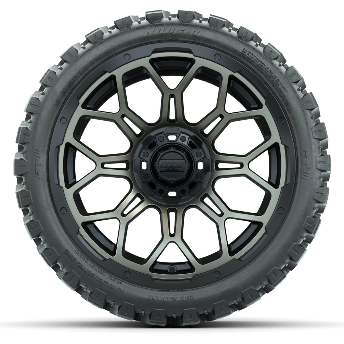 Set of (4) 15″ GTW Bravo Bronze Wheels with 23x10-R15 Nomad All-Terrain Tires