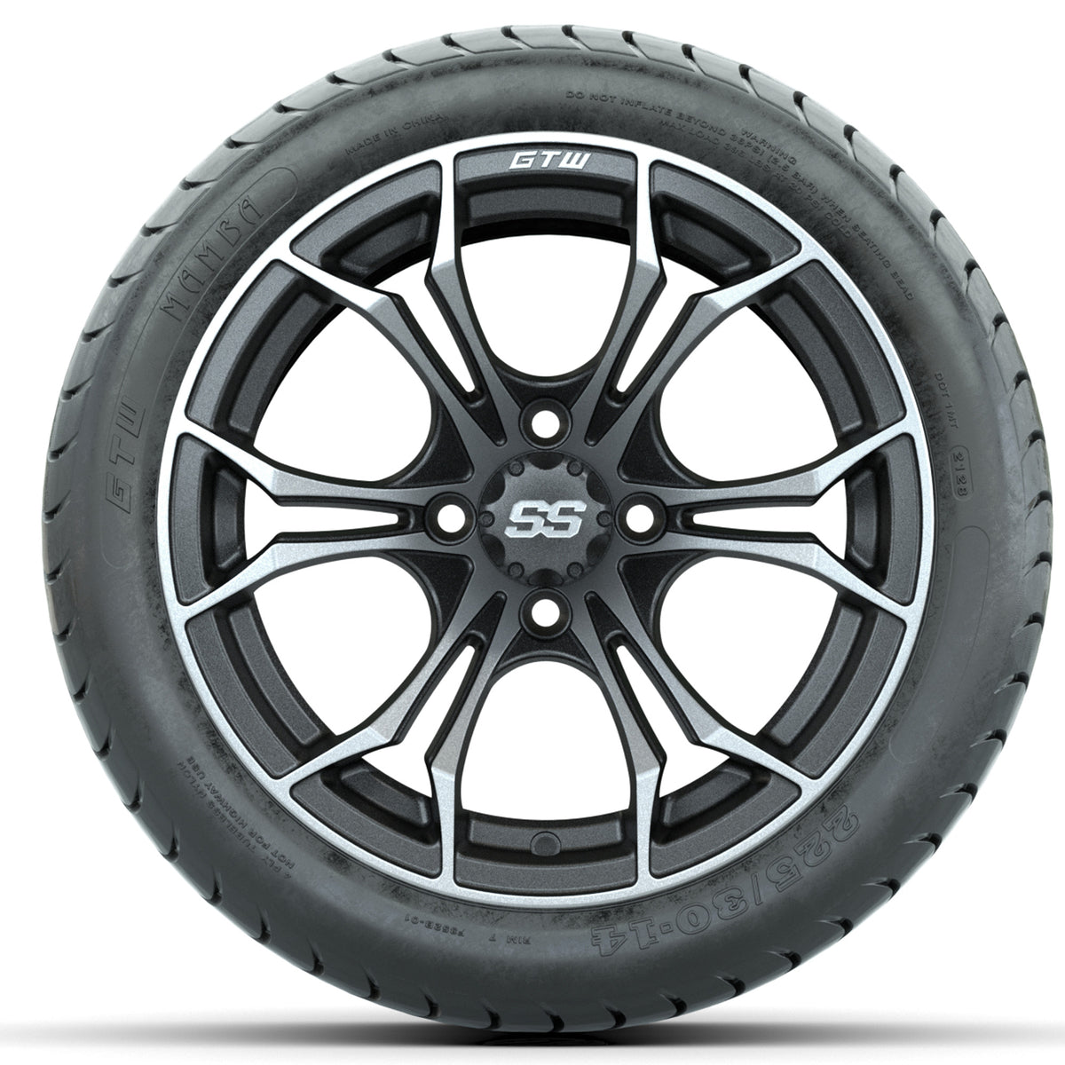 Set of (4) 14 in GTW Spyder Wheels with 225/30-14 Mamba Street Tires