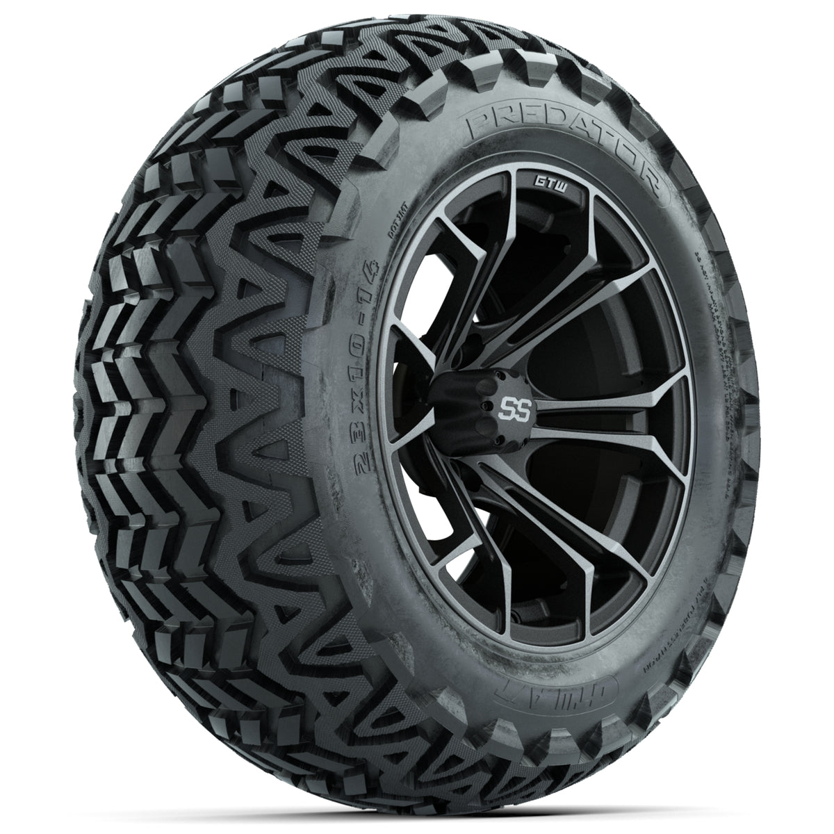 Set of (4) 14 in GTW Spyder Wheels with 23x10-14 GTW Predator All-Terrain Tires