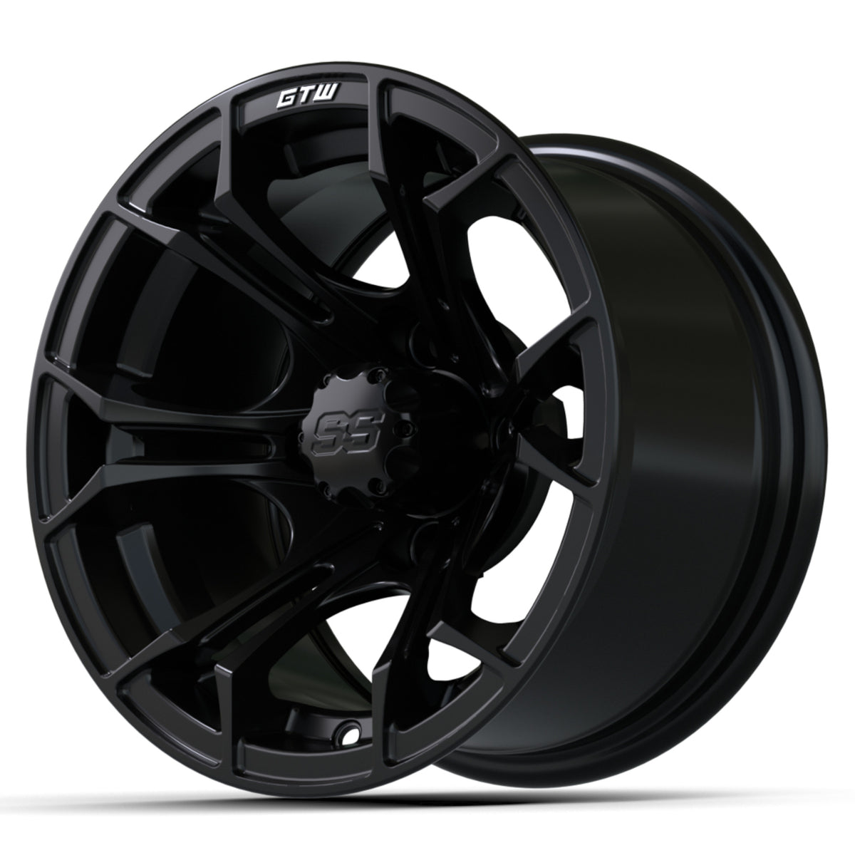 Wheel, 12X7 Spyder Et-.25, Matte Blk w/SS Cap