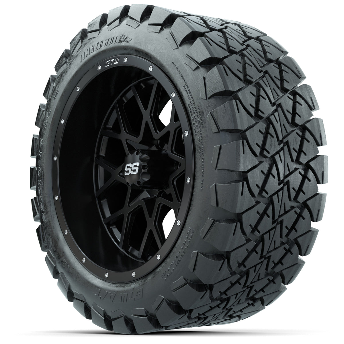 Set of (4) 14 in GTW Vortex Wheels with 22x10-14 GTW Timberwolf All-Terrain Tires