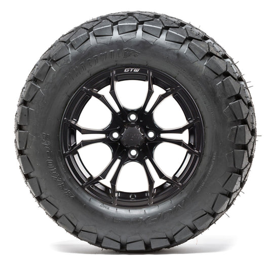 12” GTW Spyder Black and Machined Wheels with 22” Timberwolf Mud Tires – Set of 4