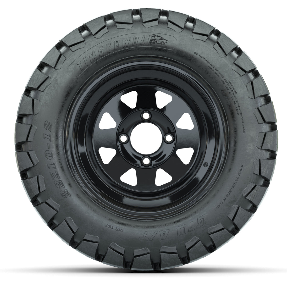 Set of (4) 12 in Black Steel Wheels with 22x11-12 Sahara Classic All-Terrain Tires