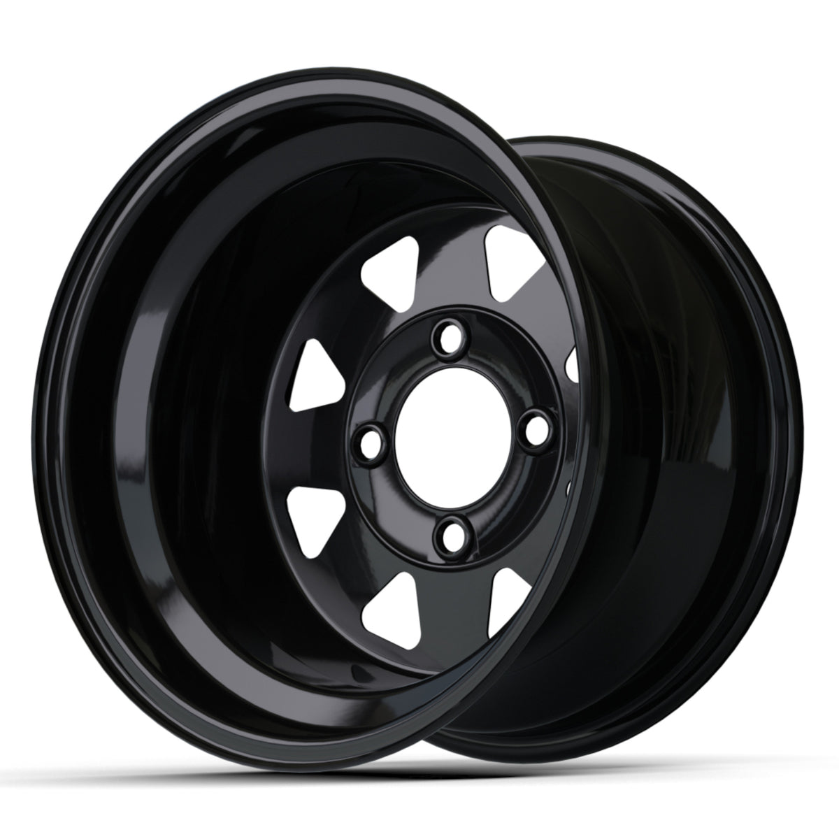 12″ Spoke Glossy Black Steel Wheel (2:5 Offset)