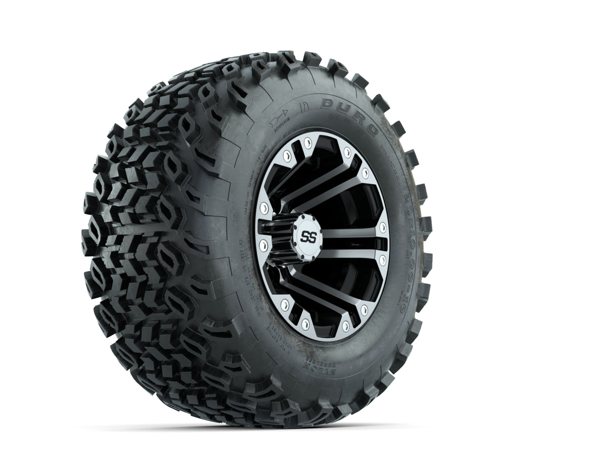 10” GTW Specter Black and Machined Wheels with 20” Duro All-Terrain Tires – Set of 4