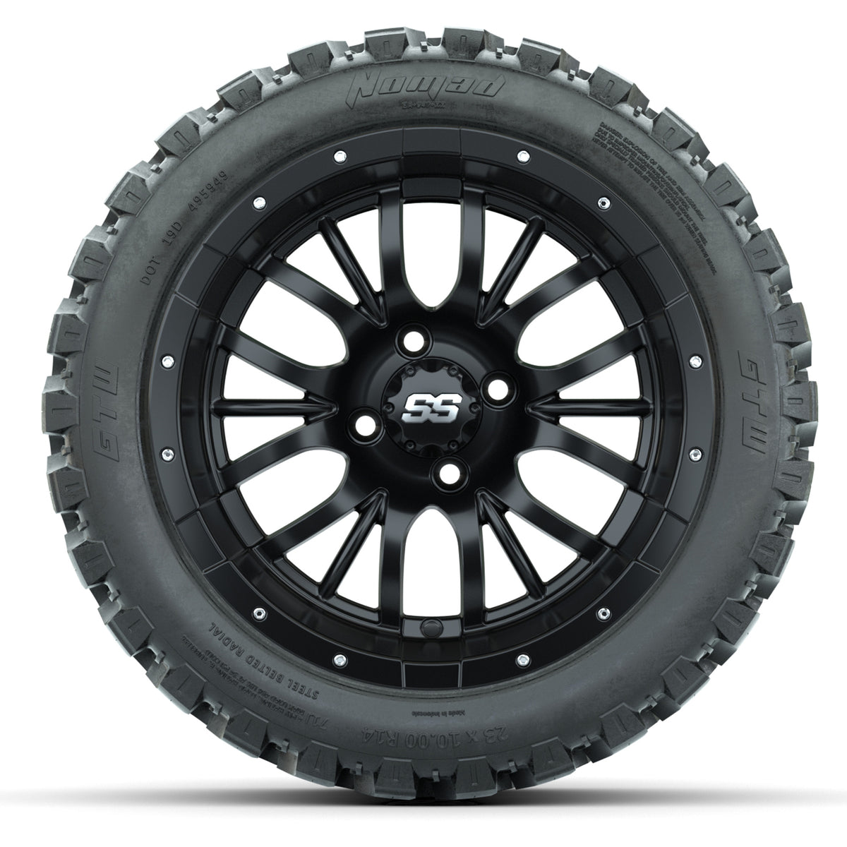 Set of (4) 14 in GTW Diesel Wheels with 23x10-14 GTW Nomad All-Terrain Tires